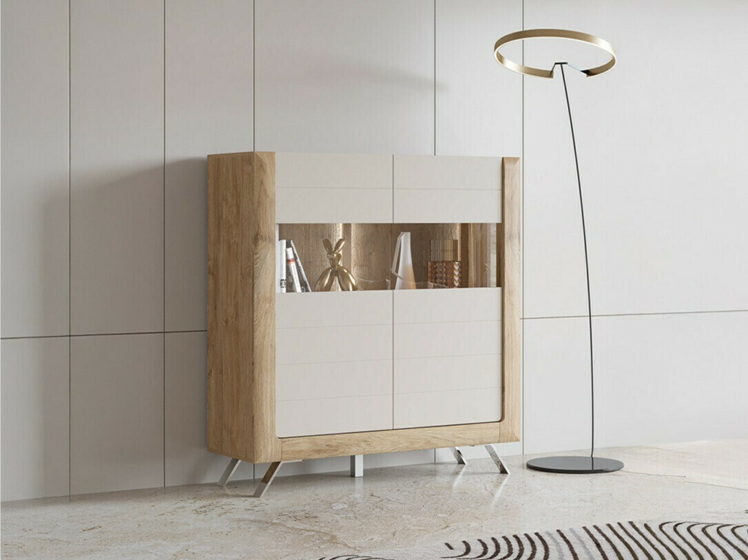 Reol Sovera 106 (Gylden eg + Lys grå)