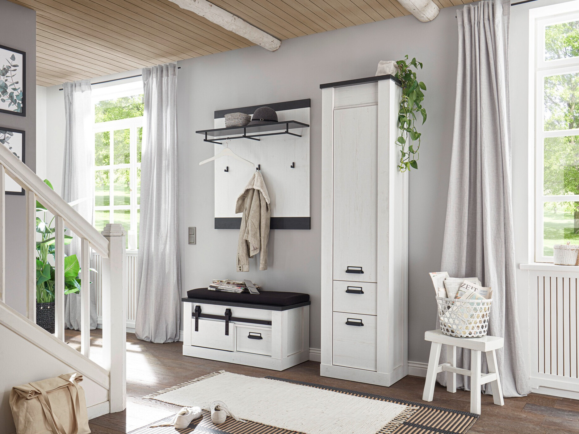 Entrésæt Cirtale 130 (Bleget fyrretræ + Antracit)