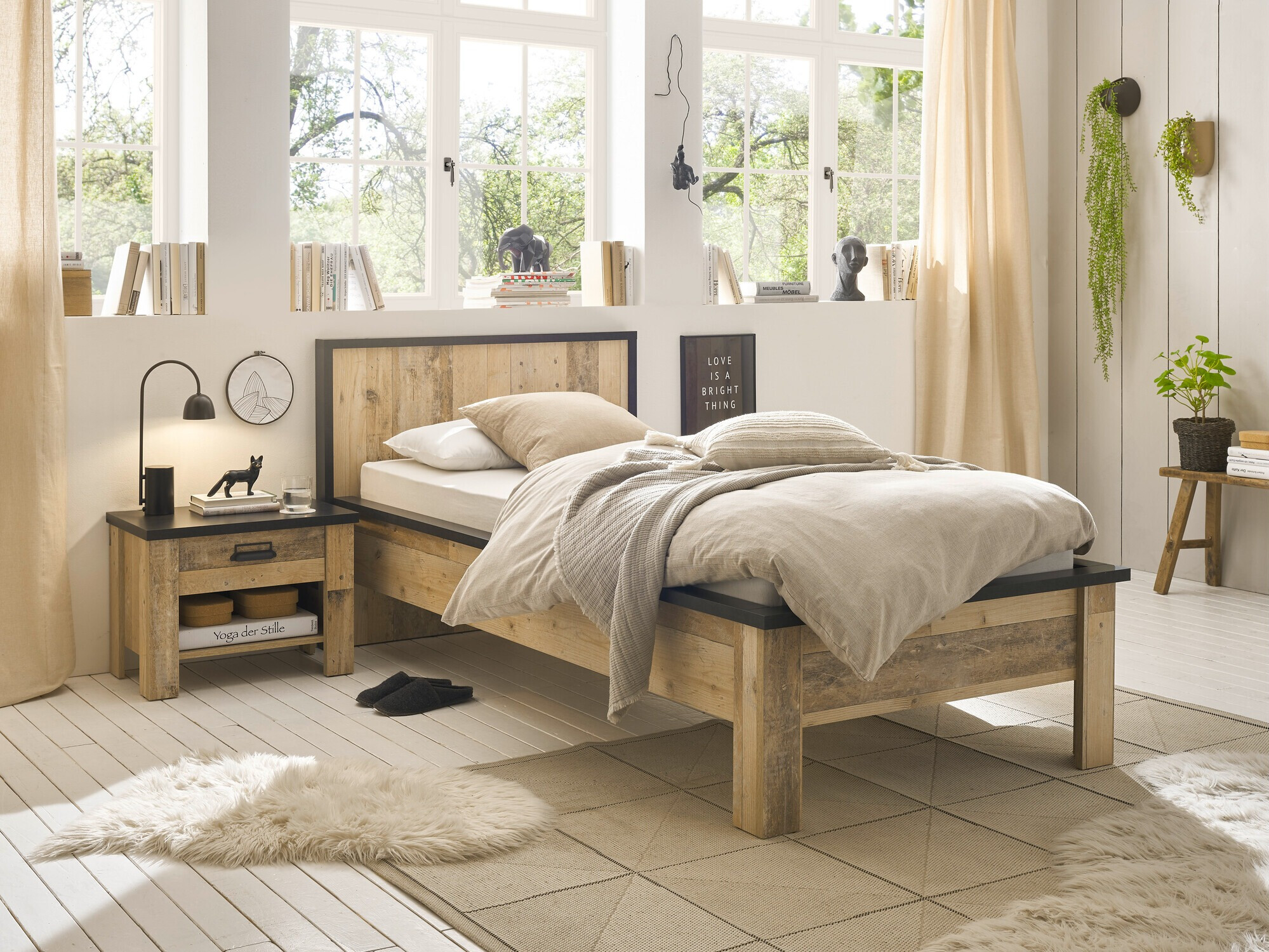 Soveværelsessæt Cirtale 128 (Modnet træ + Antracit)