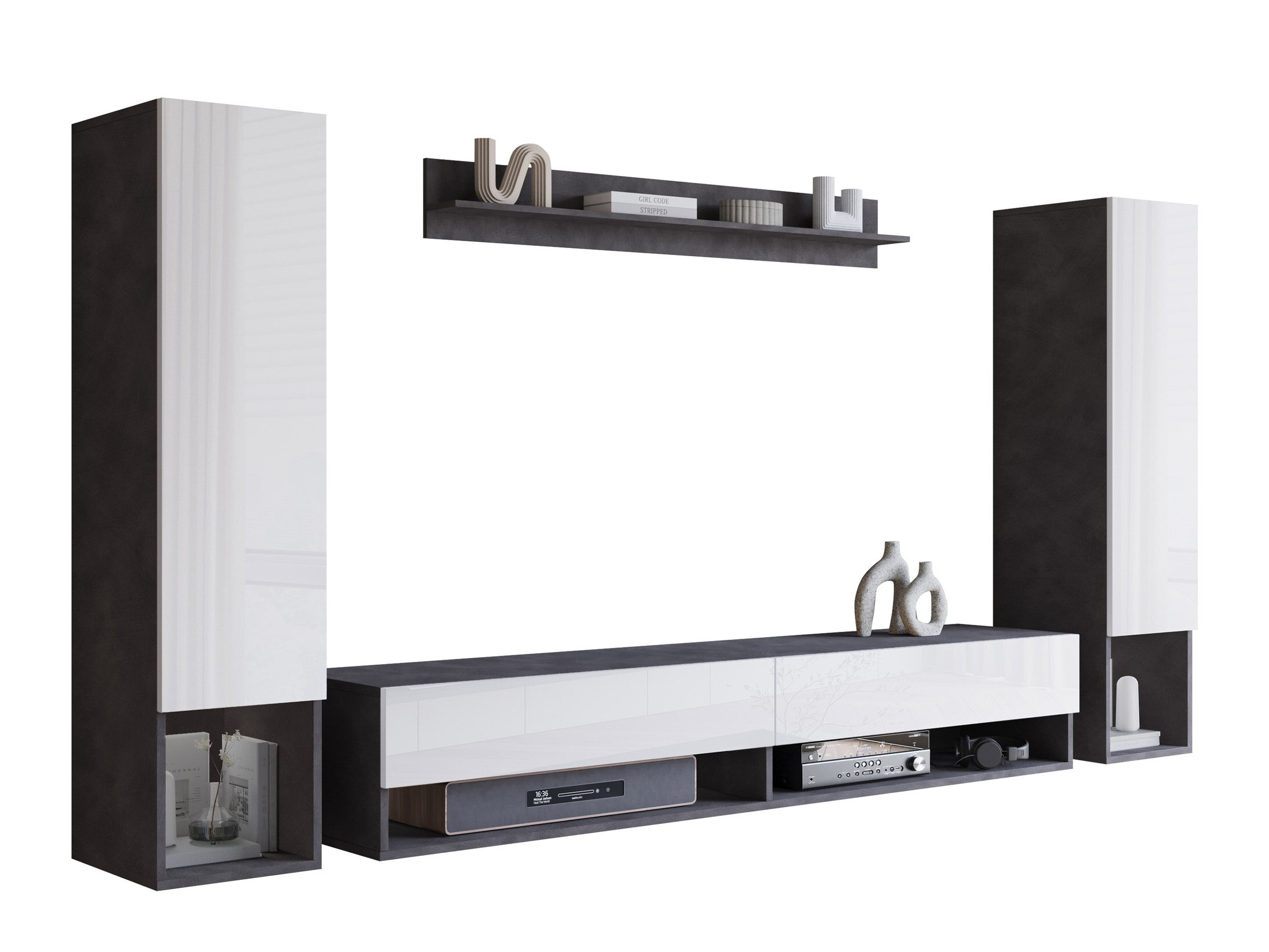 Stuemøbelsæt Sarasota 176 (Matera grå + Glansfuld hvid)