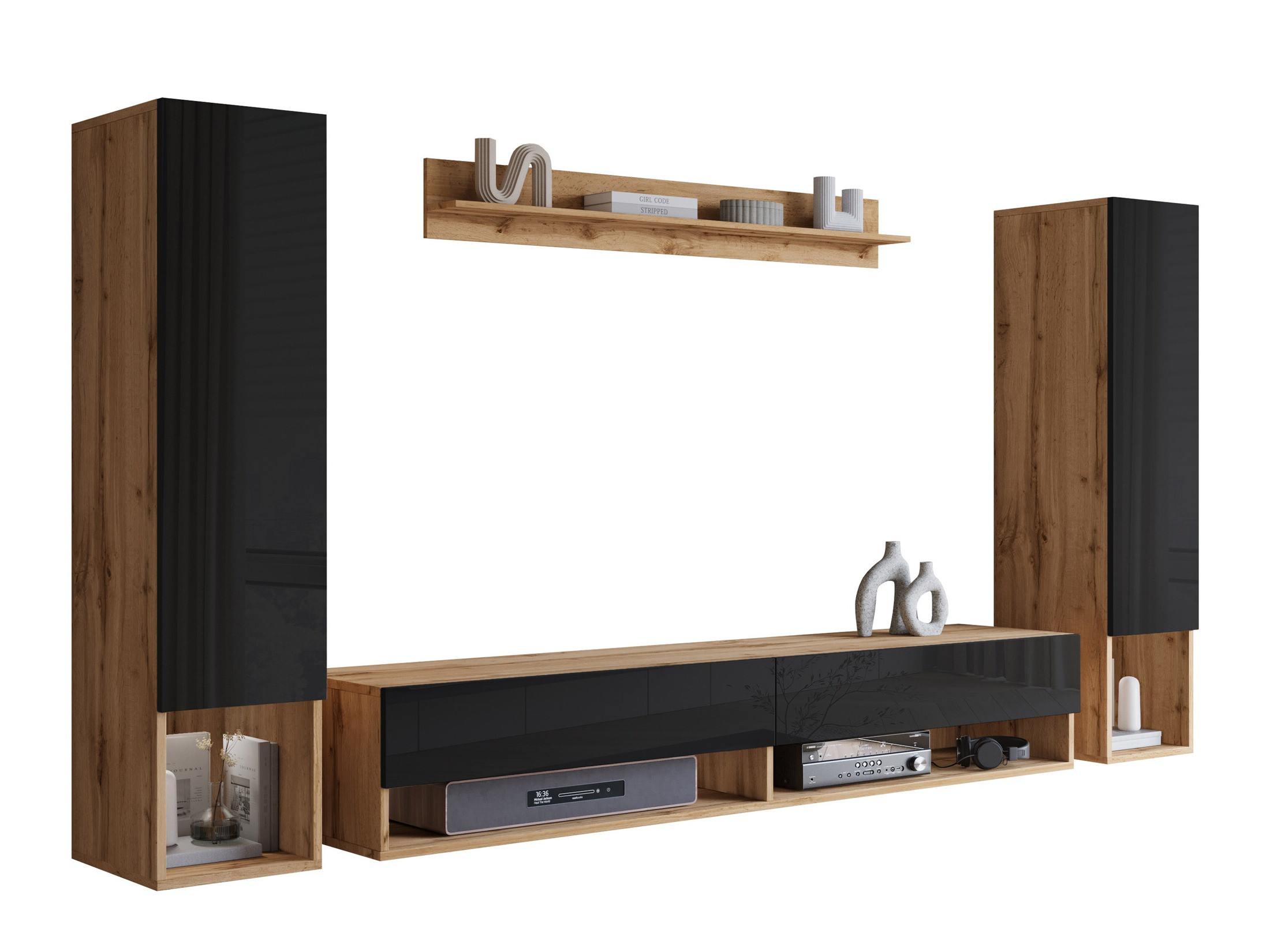 Stuemøbelsæt Sarasota 176 (Wotan eg + Blank sort)