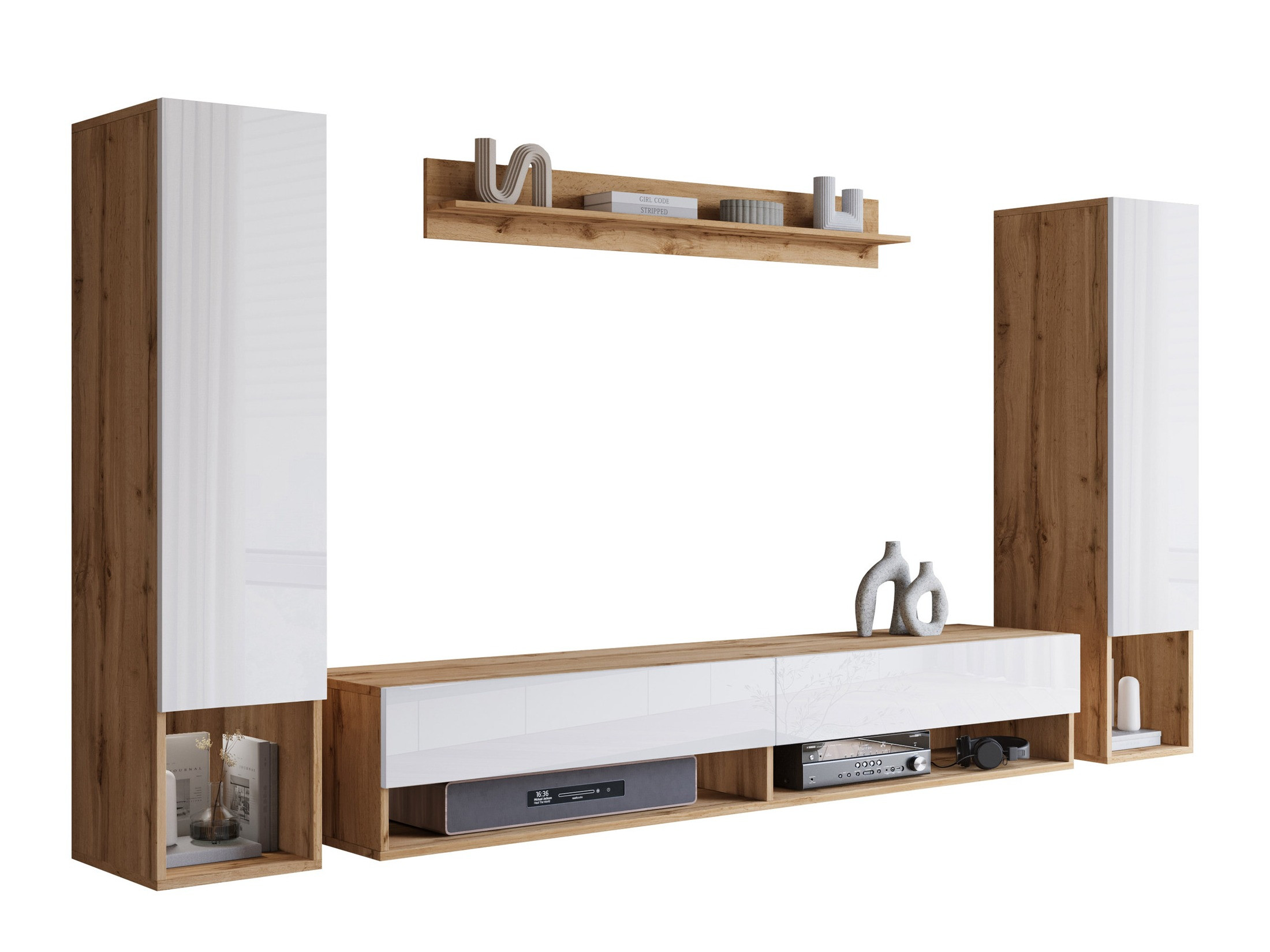 Stuemøbelsæt Sarasota 176 (Wotan eg + Glansfuld hvid)