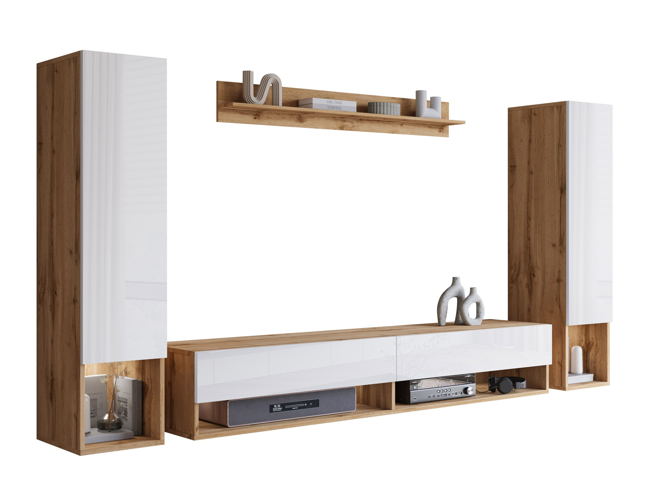 Stuemøblersæt Sarasota 176 (Wotan eg + Glansfuld hvid)