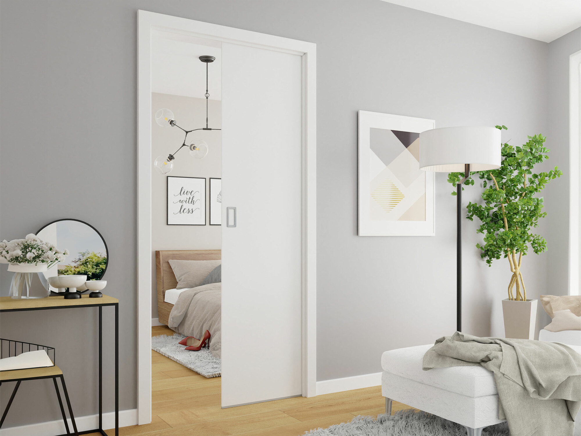 Skydedør Dover 220 (Hvid)