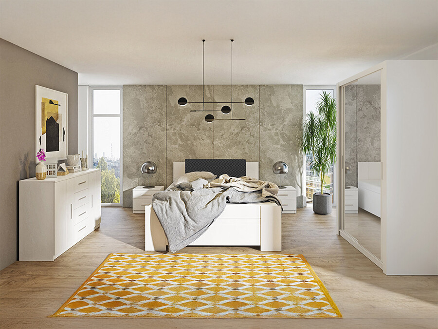 Soveværelsessæt Catromi 112 (Hvid + Soft Pik 011)