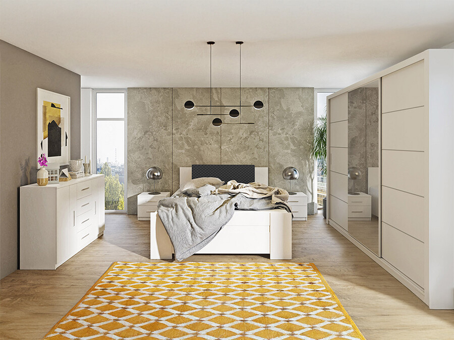 Soveværelsessæt Catromi 116 (Hvid + Soft Pik 011)