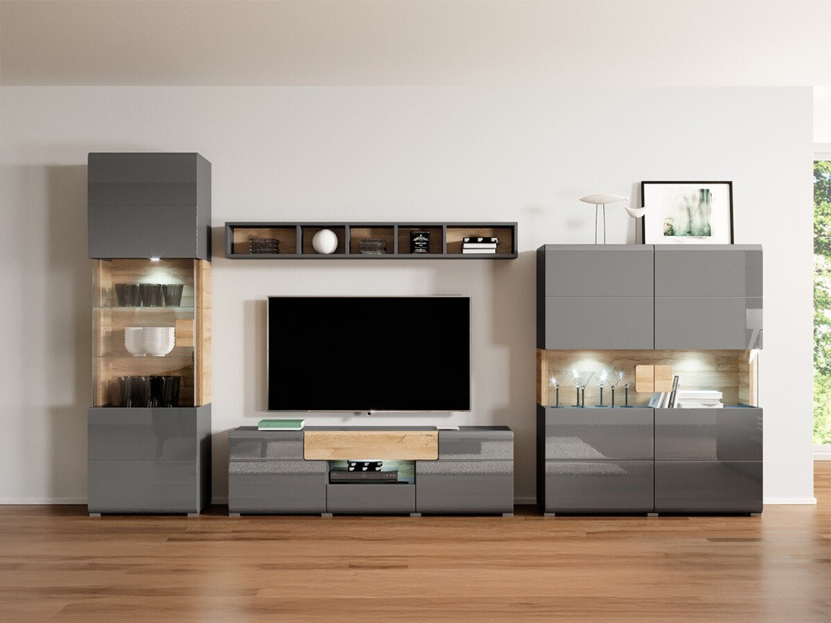 Stuemøbelsæt Torsone 104 (Antracit + Gloss antracit + Grandson eg)