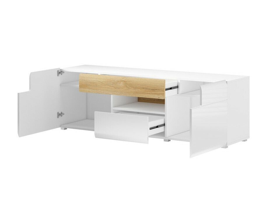 Stuemøblersæt Torsone 104 (Hvid + Glansfuld hvid + San remo eg)