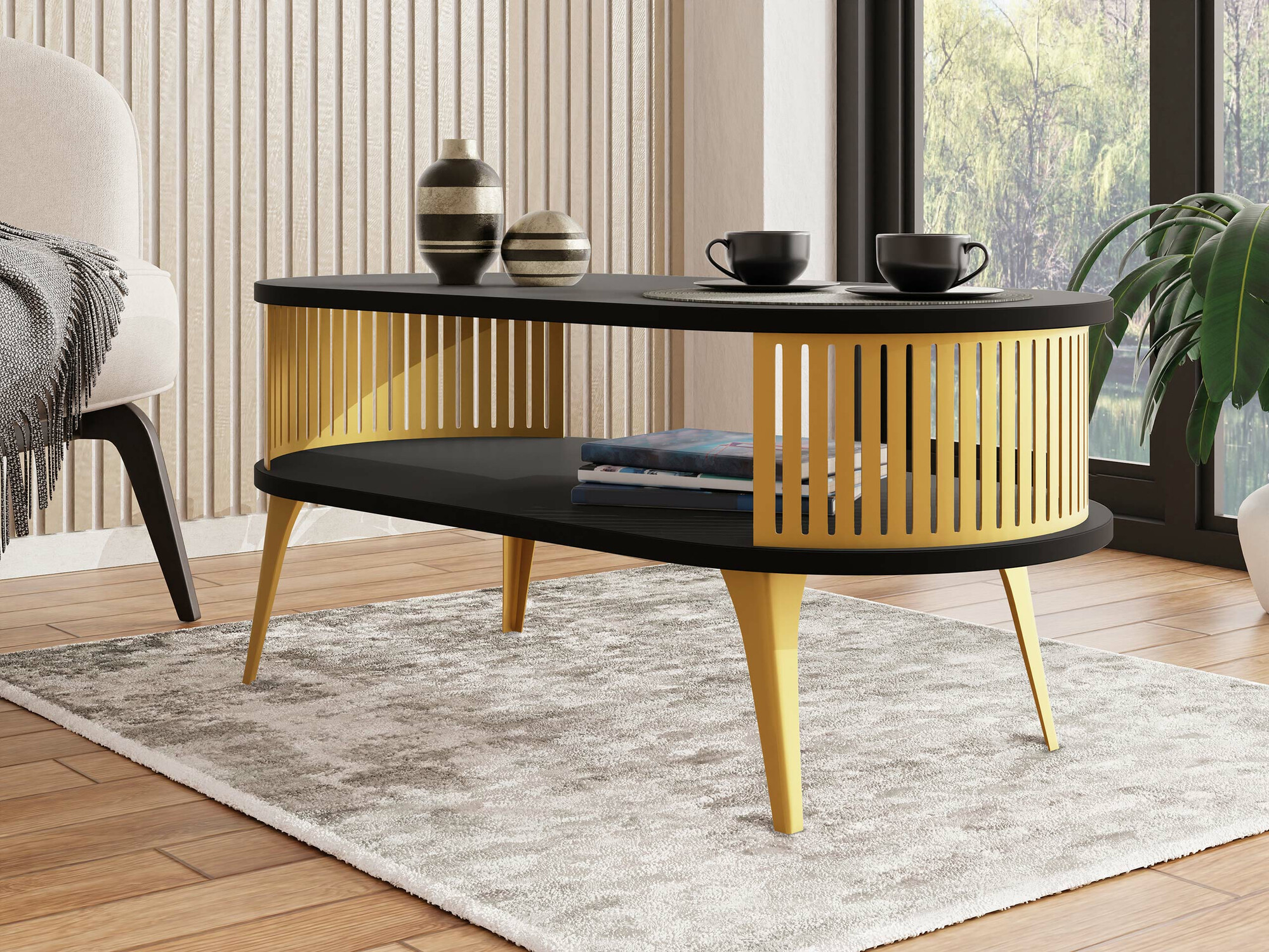 Sofabord Vitum IV (Gylden + Sort)