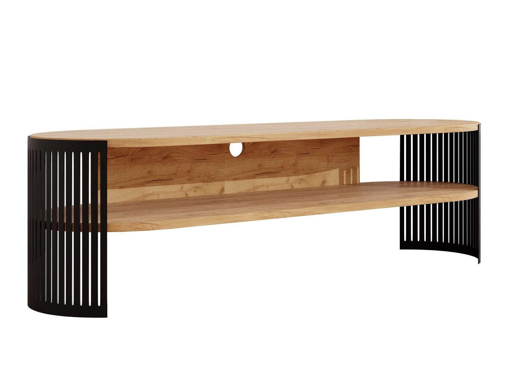 TV-bord Civer (Sort + Craft gylden eg)