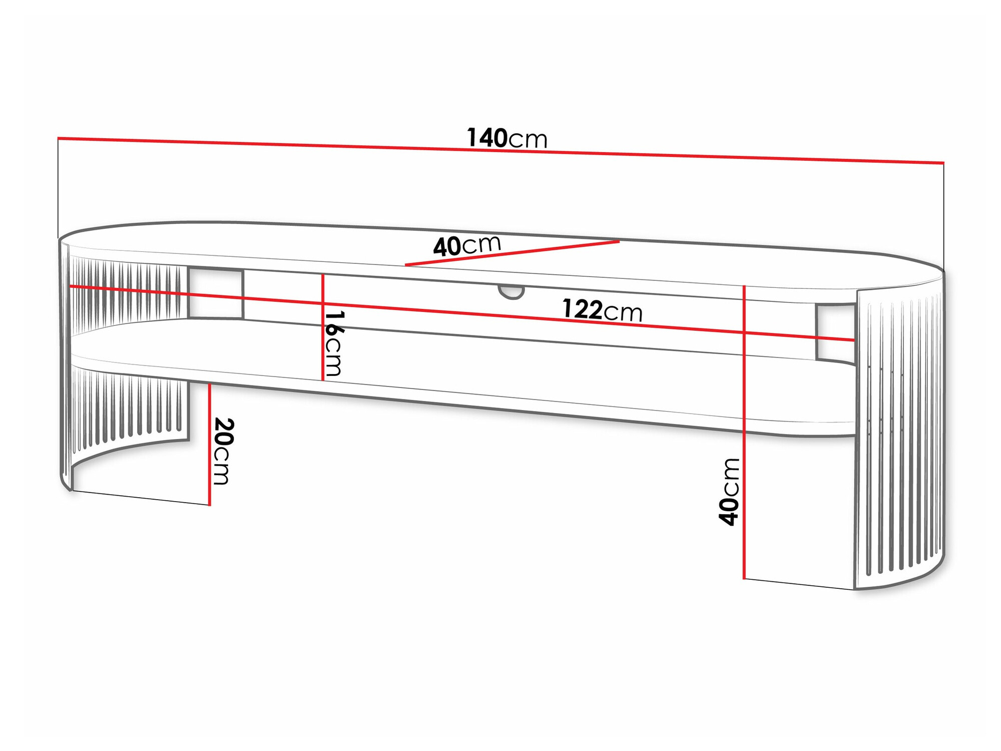 TV-bord Evanola 109 (Sort + Hvid)