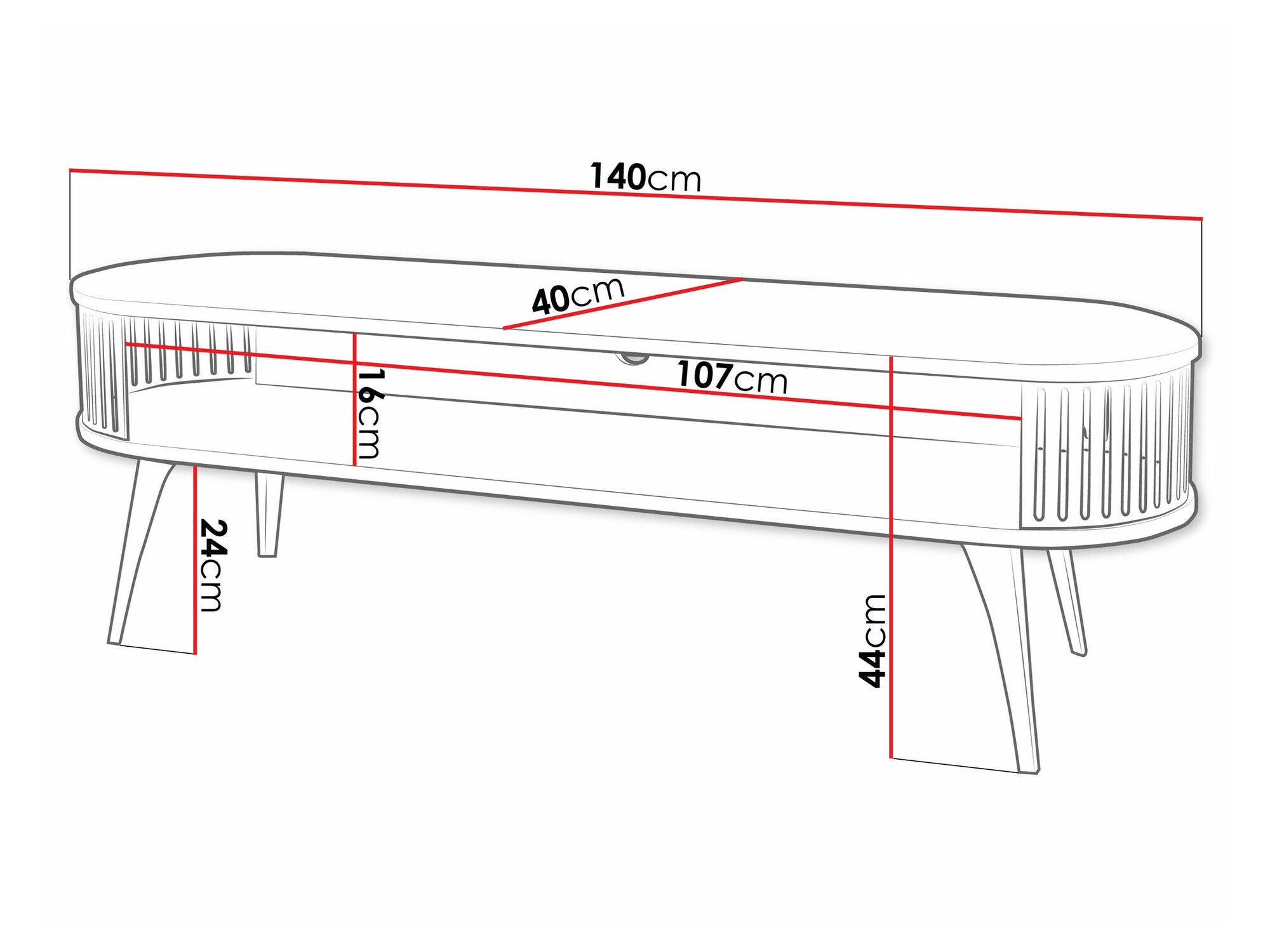 TV-bord Vitum (Sort + Hvid)