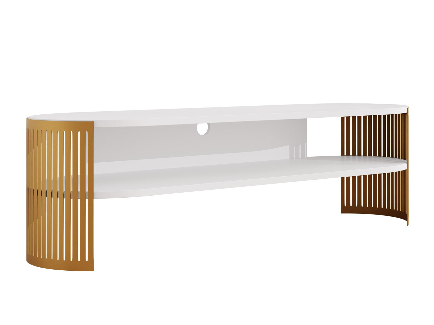 TV-bord Evanola 110 (Gylden + Hvid)