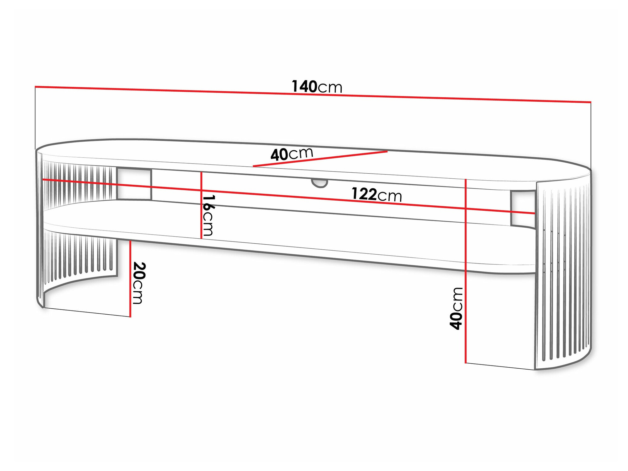 TV-bord Evanola 110 (Gylden + Hvid)