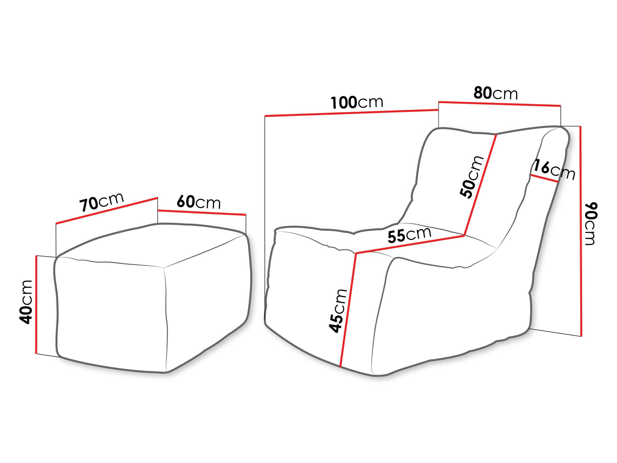 Sækkestol Rockford 104 (Poso 110)