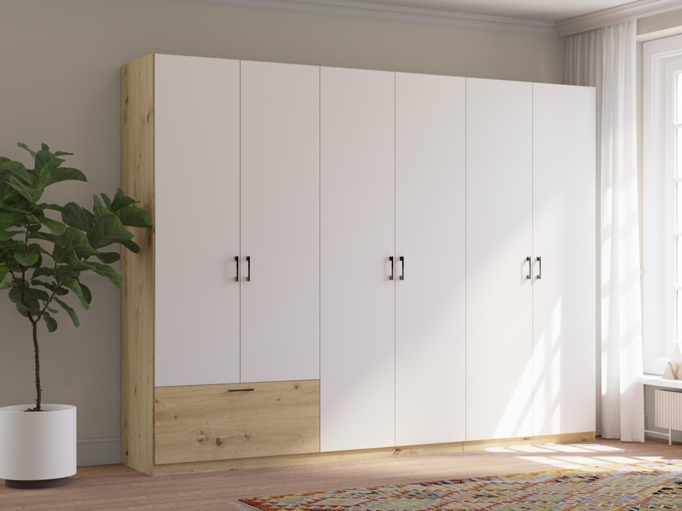 Garderobeskab Bristol 250 (Artisan eg + Hvid)