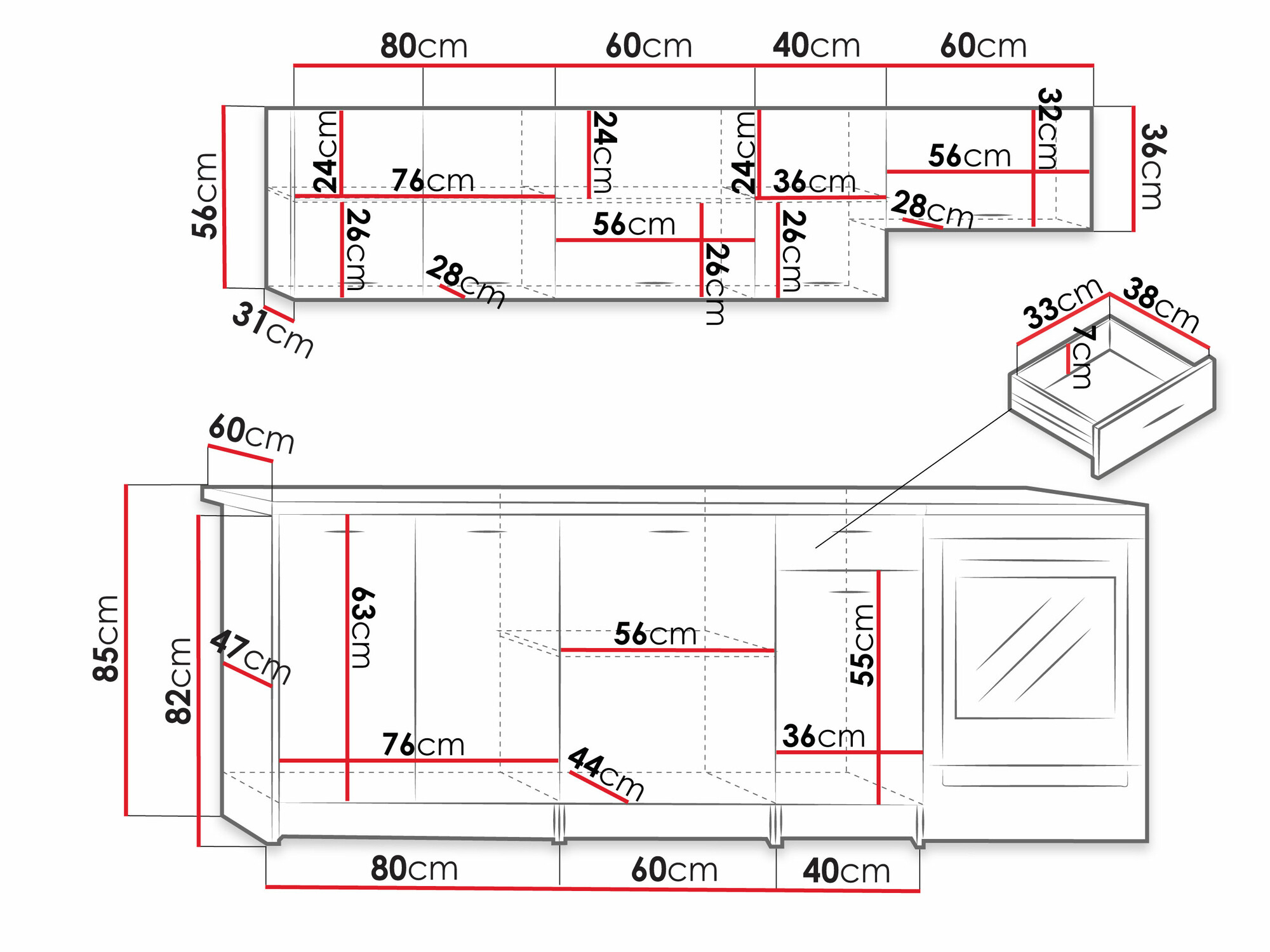 Køkkensæt Trenton 105 (Artisan eg + Sort)