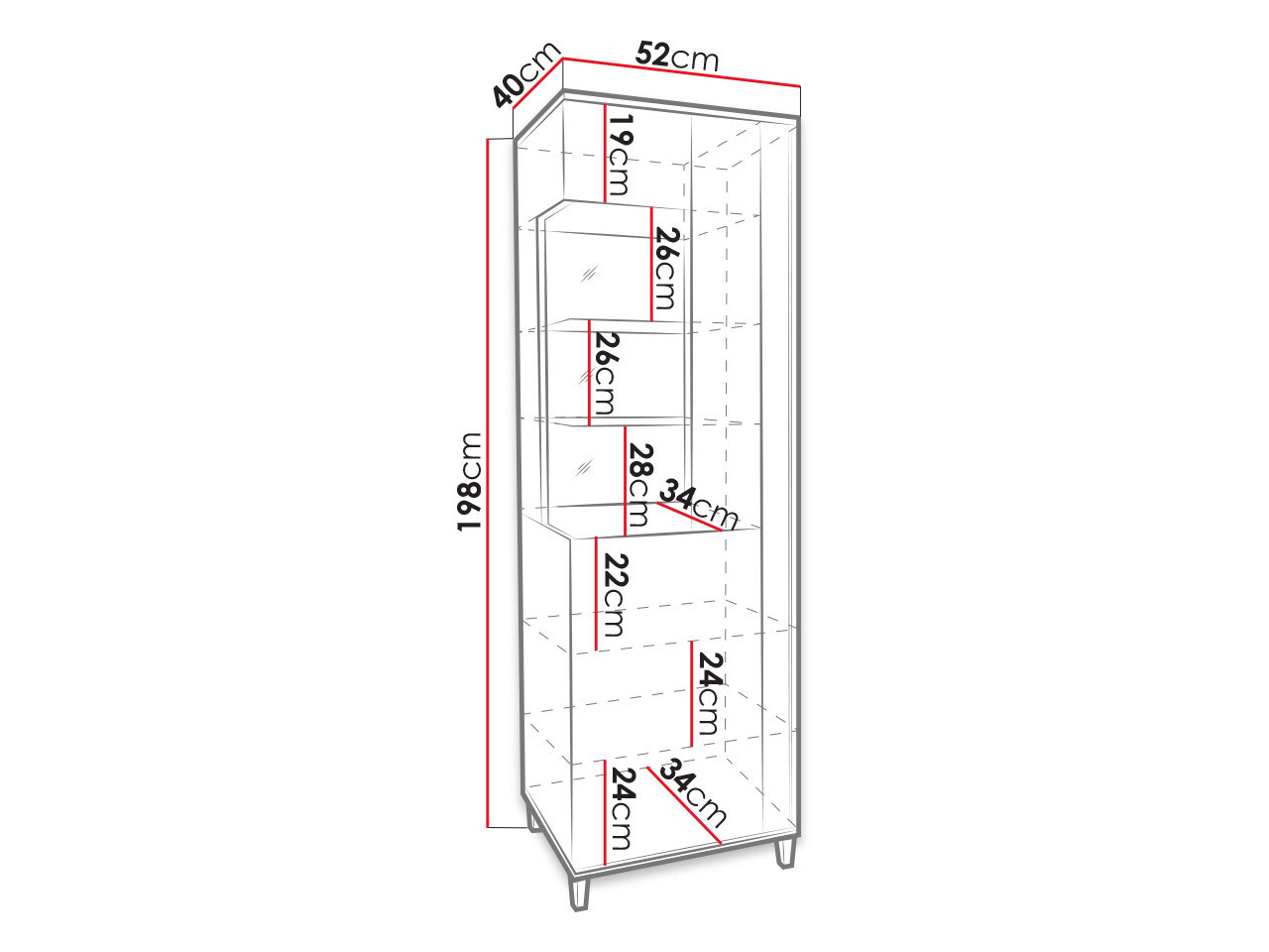 Reol Florem I (Hvid + Glansfuld hvid + Lyst træ)