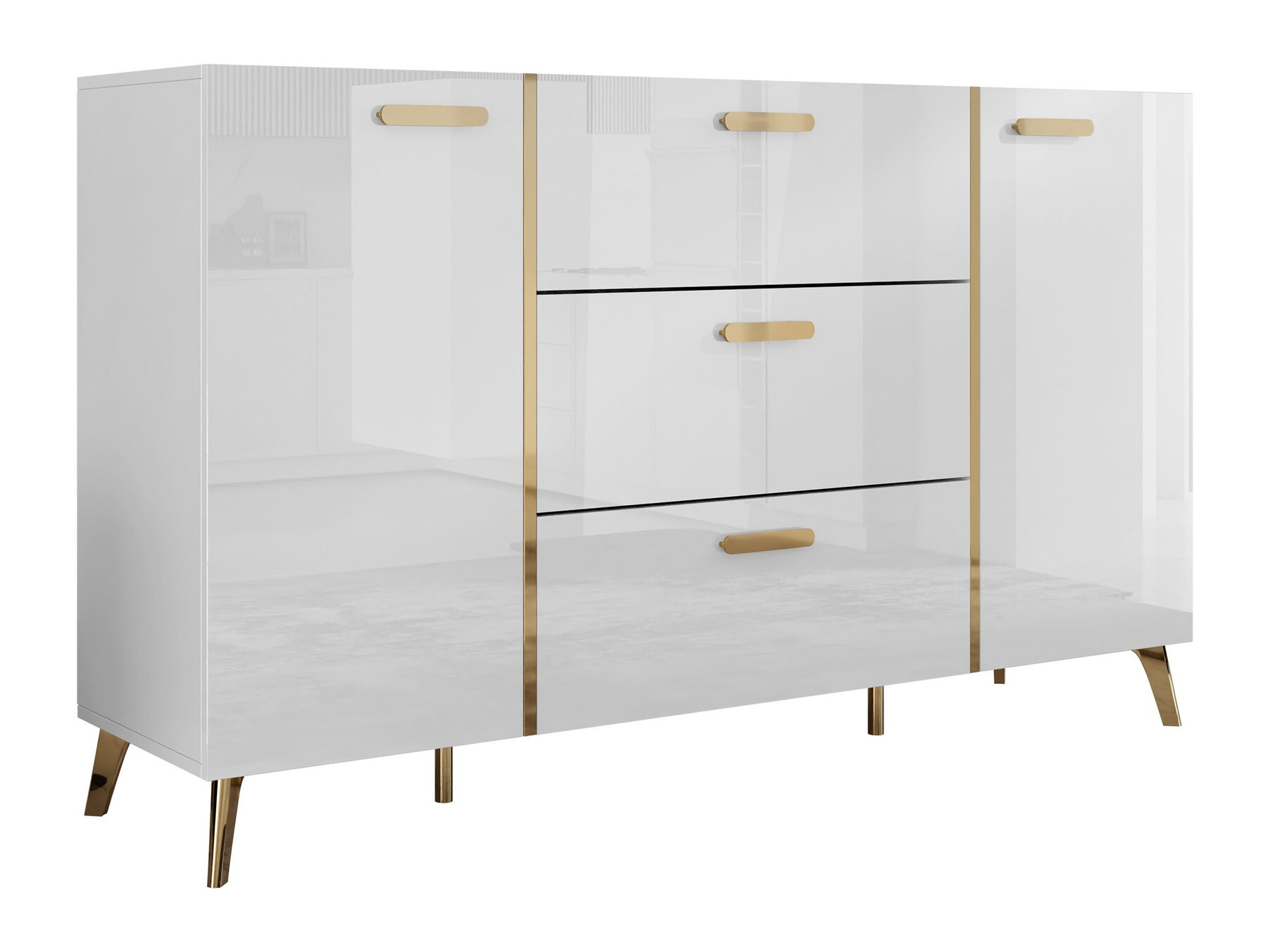 Kommode Comfivo Capella I (Hvid + Glansfuld hvid)