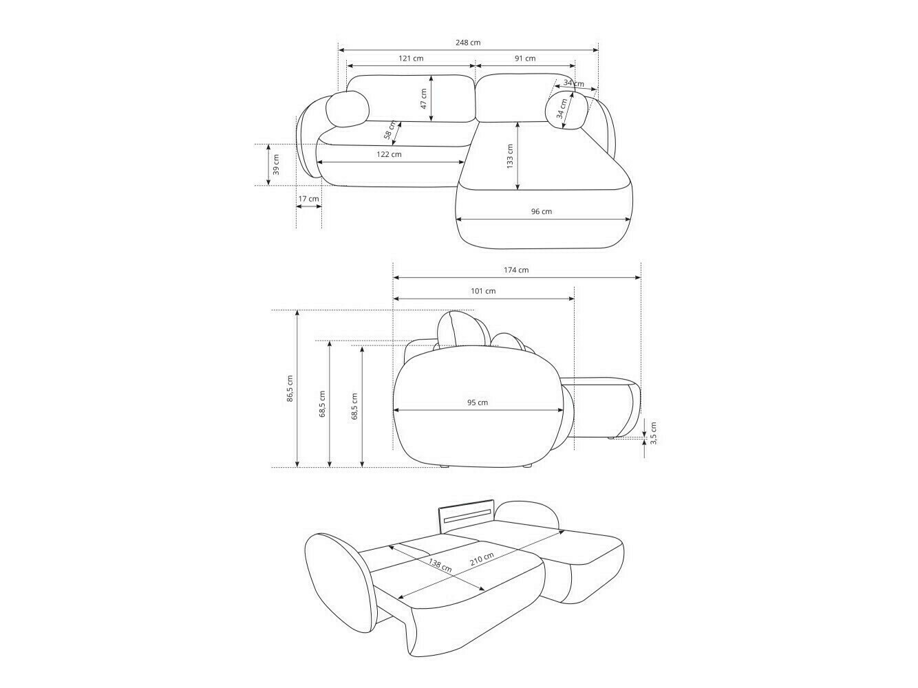 Hjørnesofa Kingston 140 (Siruco 60)