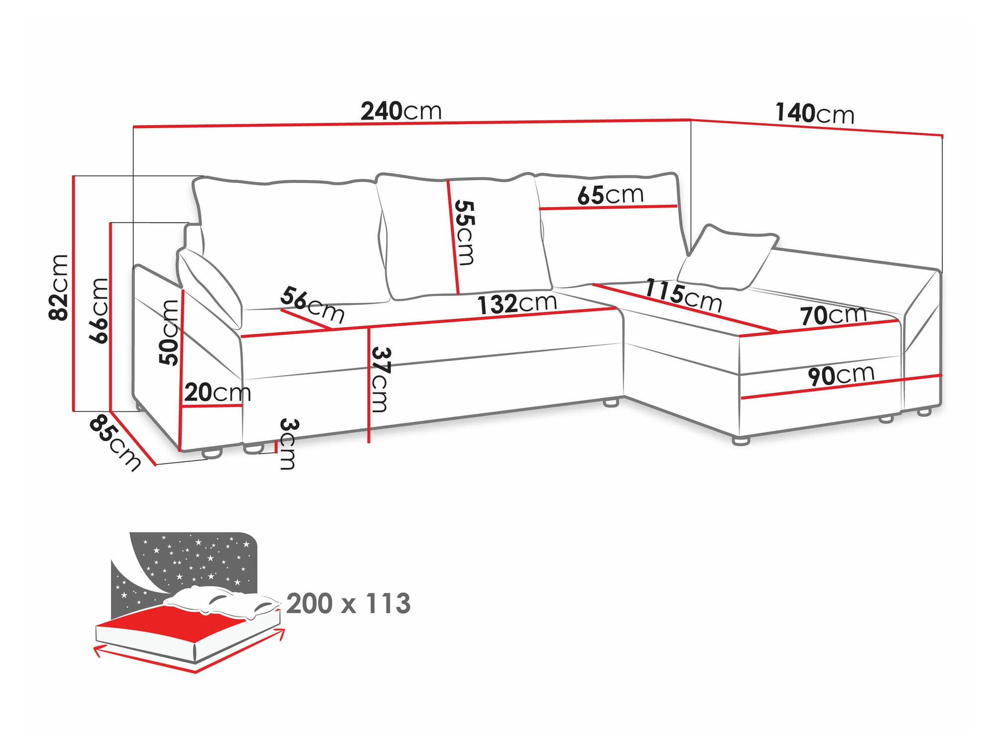 Hjørnesofa Memphis 130 (Kronos 07)