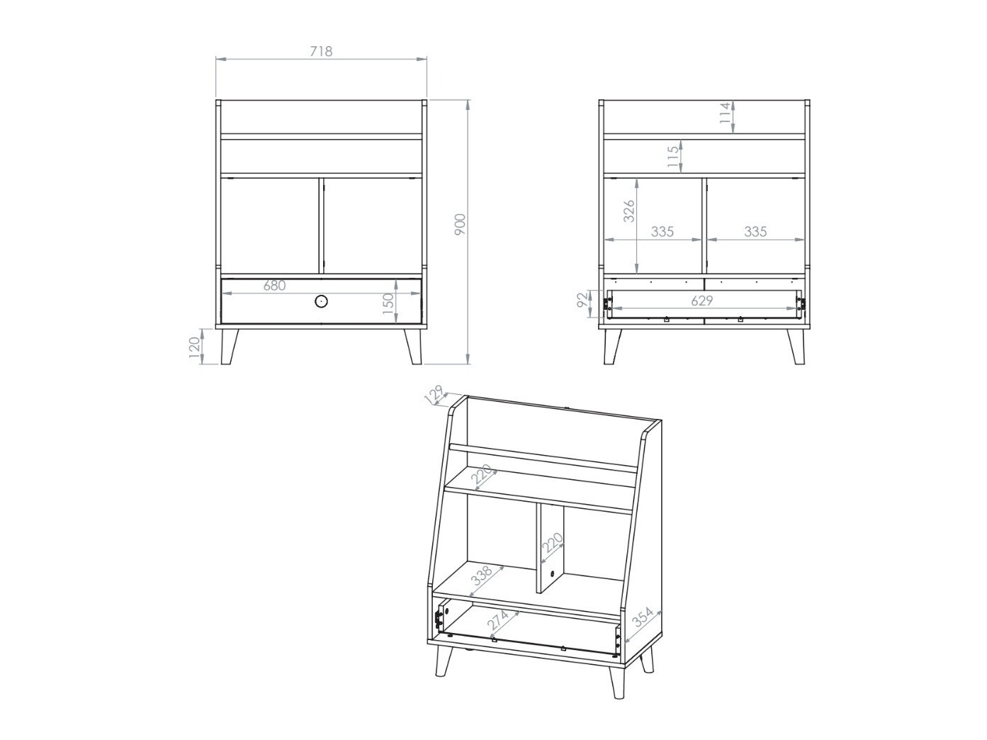 Reol Tortoli 107 (Grå)