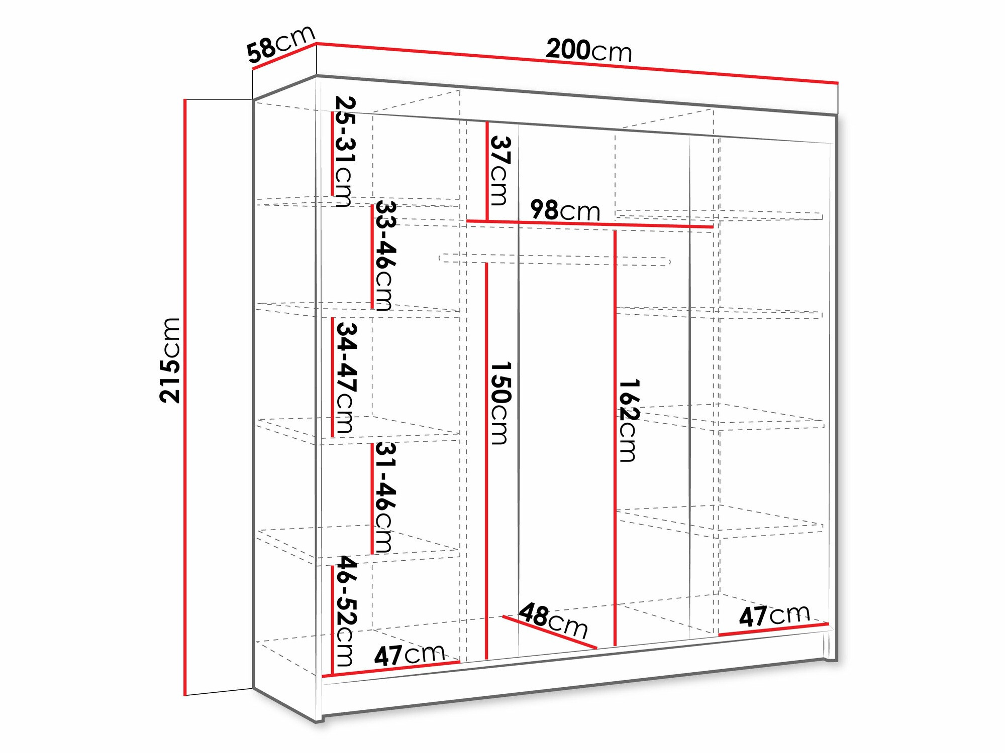 Garderobeskab Closico Durion III (Sort)