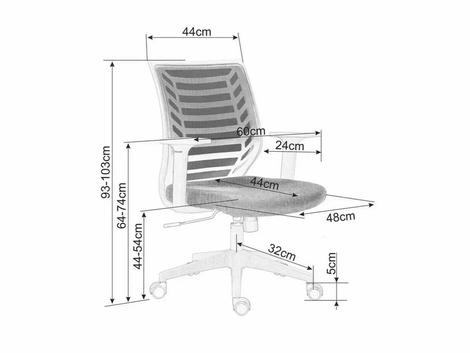 Kontorstol Detroit 694 (Grå + Sort)