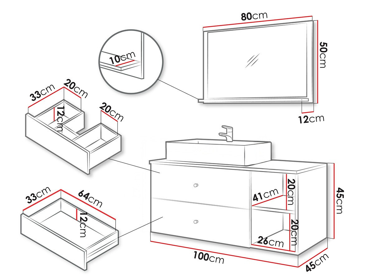 Badeværelsessæt Ophruvi 100 (Sort)