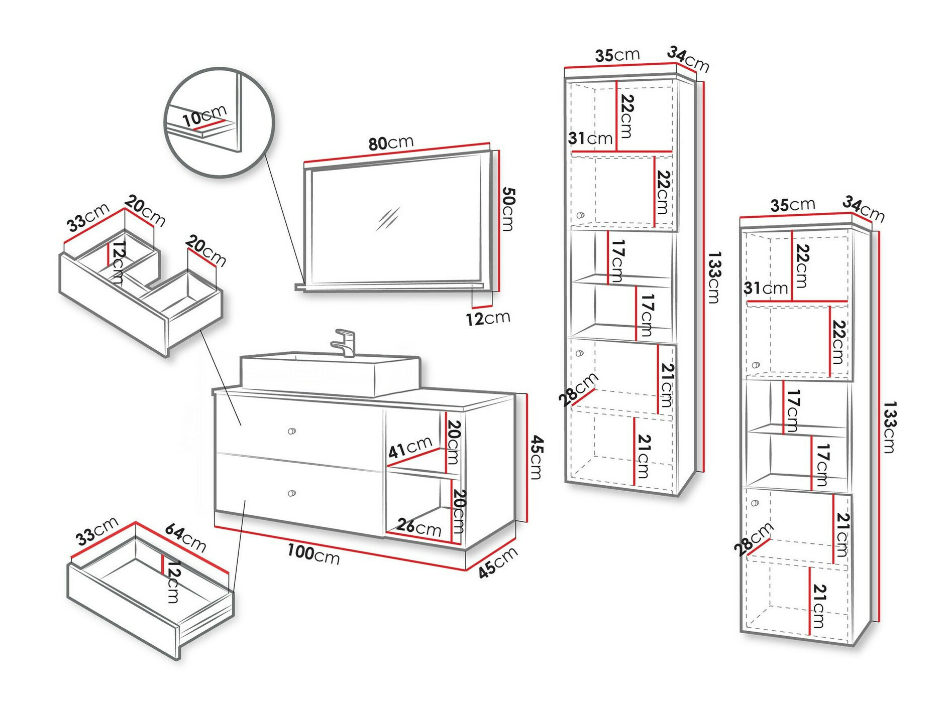 Badeværelsessæt Ophruvi 102 (Sort)