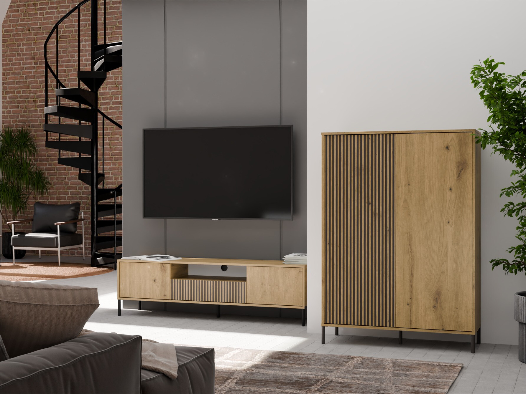 Stuemøbelsæt Orlsone 105 (Artisan eg + Sort)