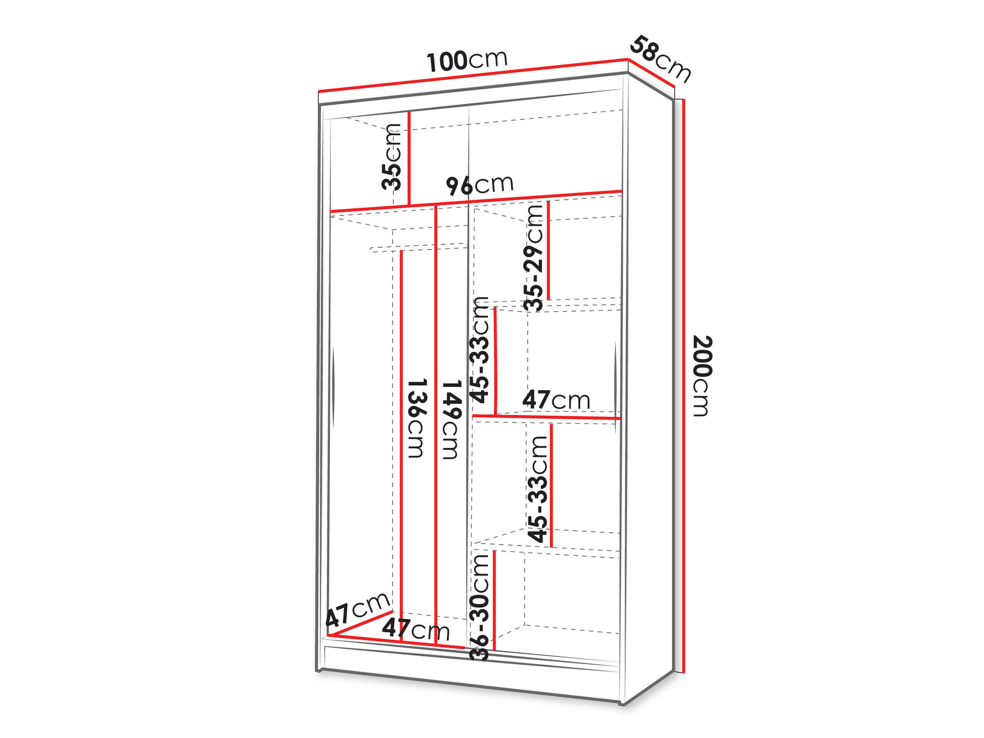 Garderobeskab Closico Fractor V (Sort + Artisan eg)