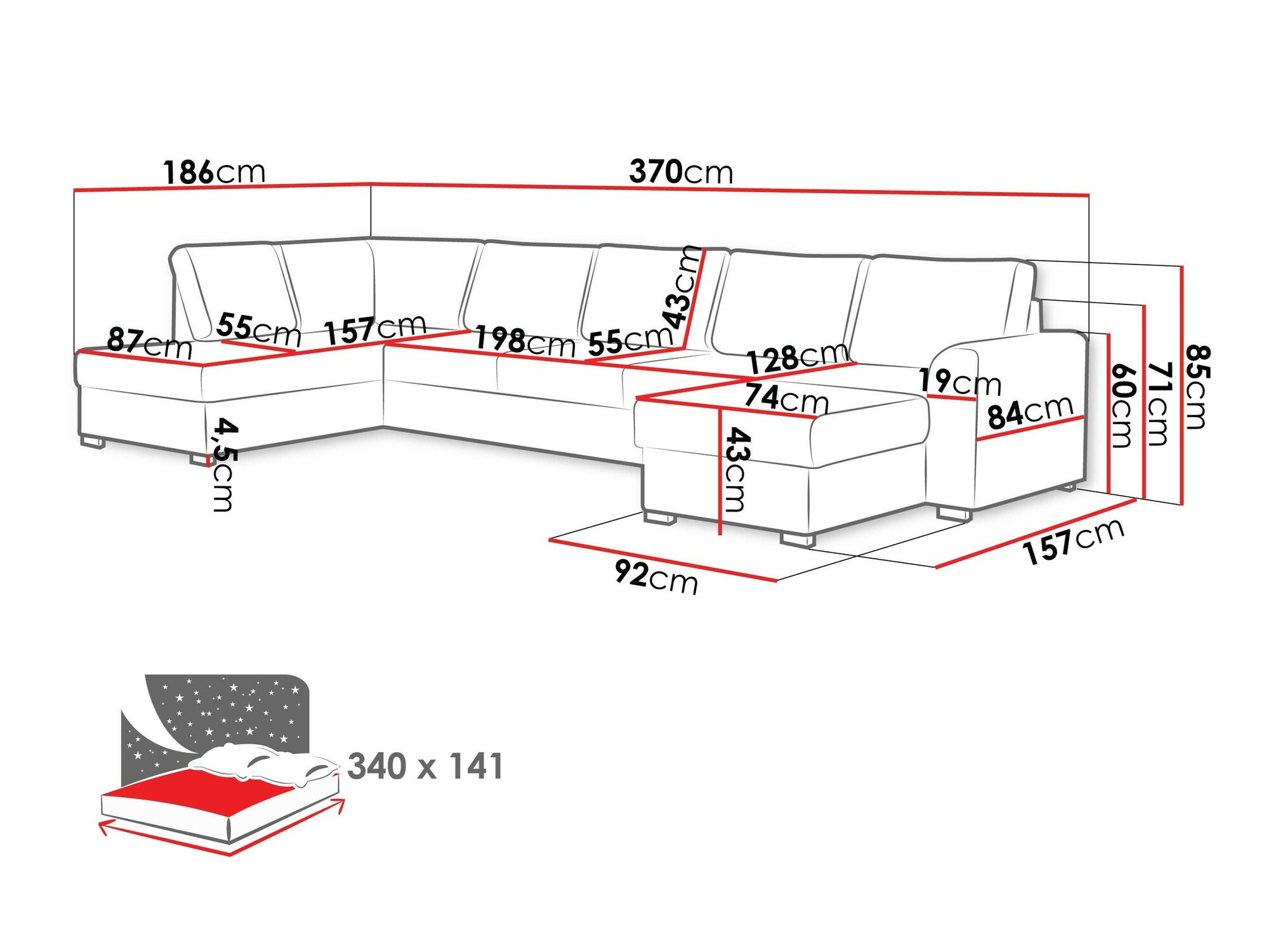 Hjørnesofa Comfivo 191 (Soft 017 + Lux 06)