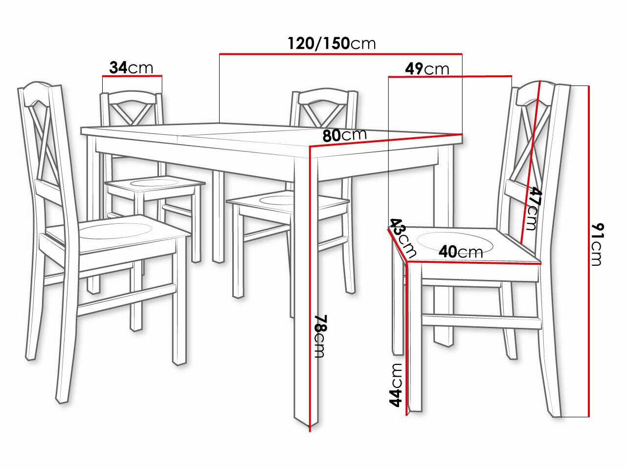 Spisestuesæt Victorville 281 (Hvid + Sonoma eg)