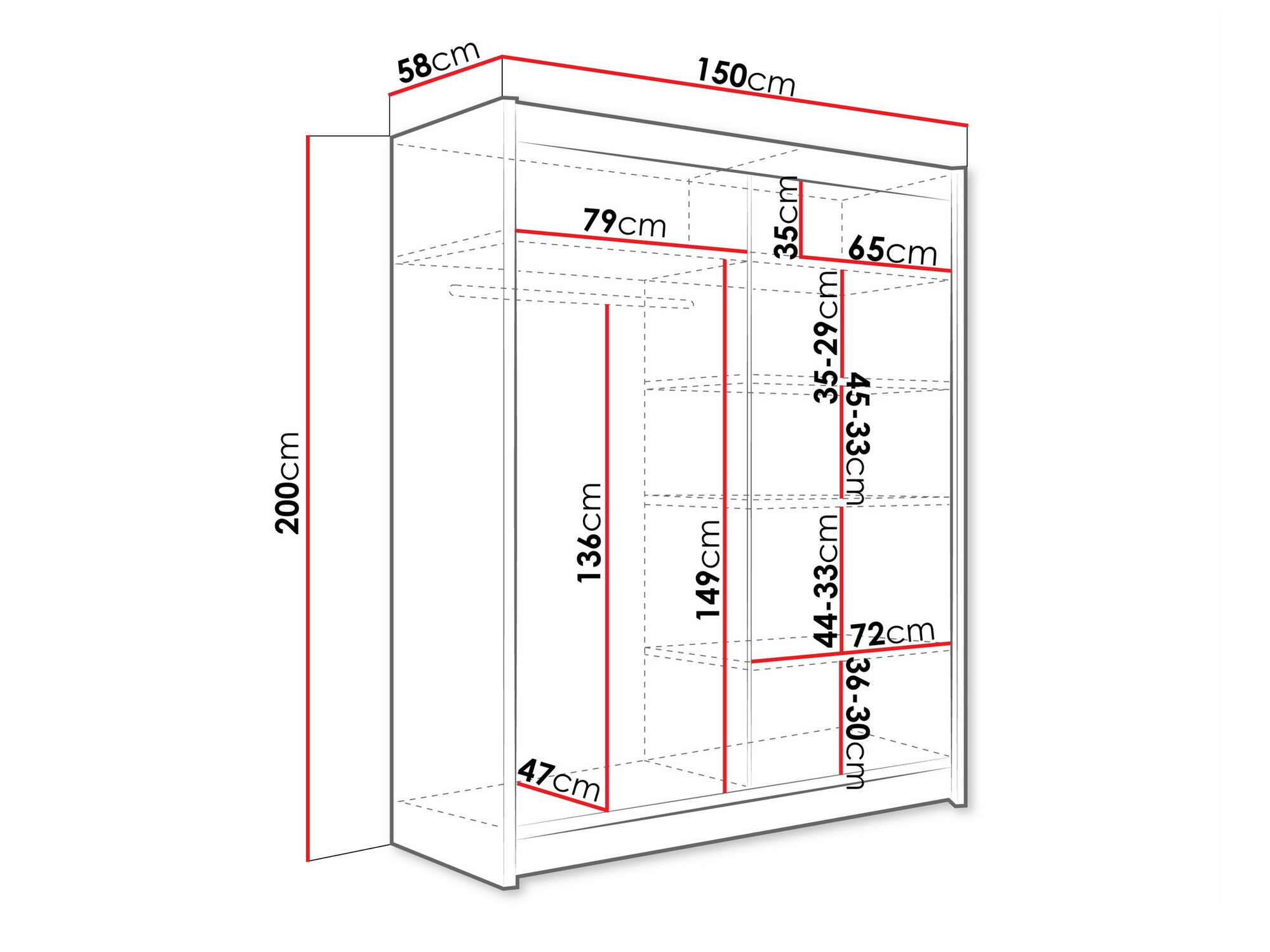 Garderobeskab Closico Camera IV (Sort)