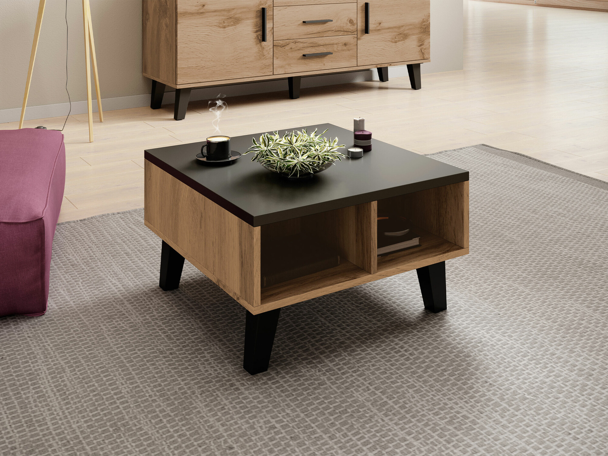 Sofabord Larfloi 100 (Wotan eg + Sort)