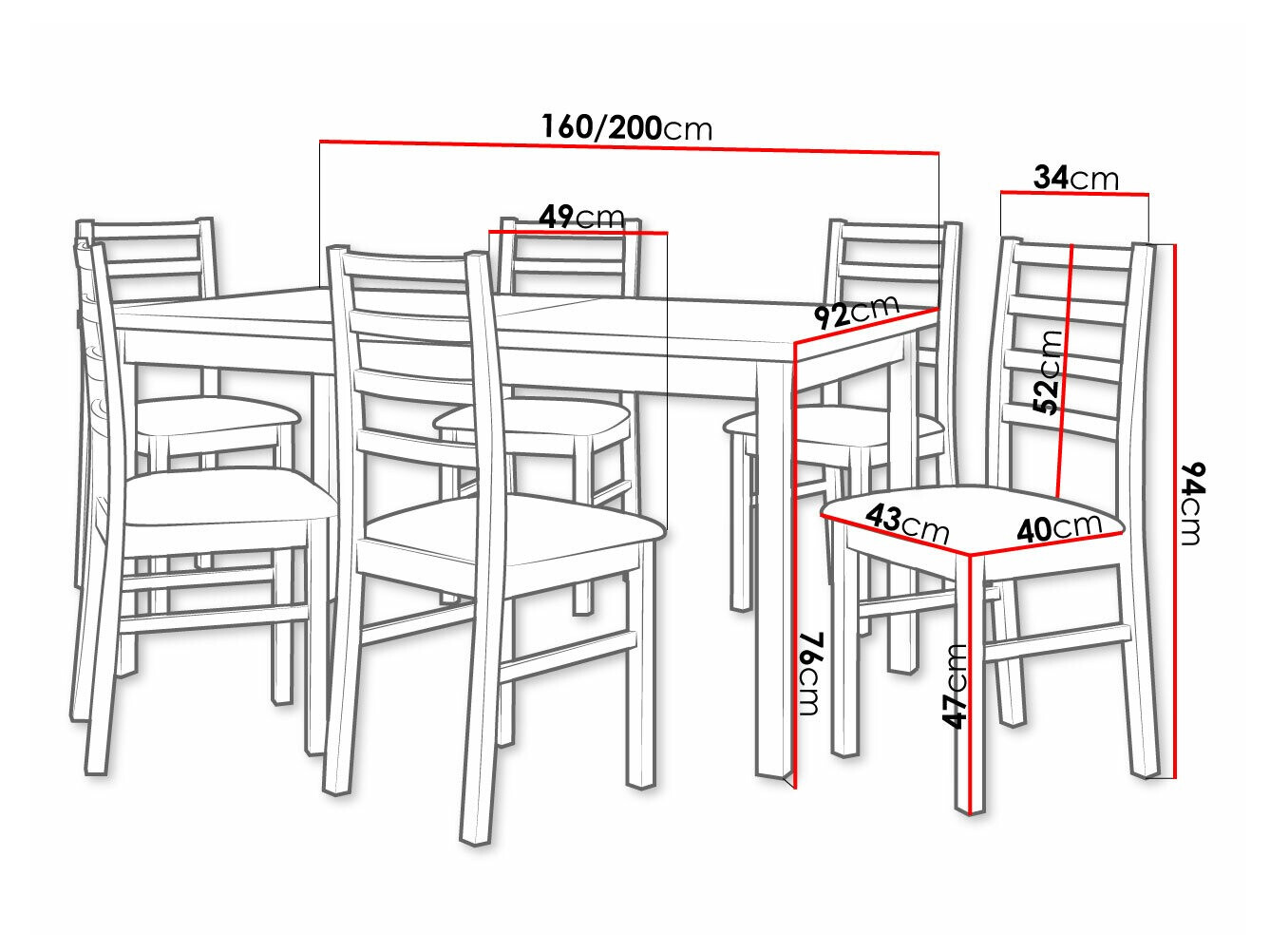 Spisestuesæt Victorville 261 (Hvid)