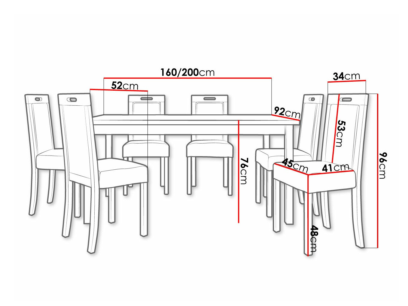 Spisestuesæt Victorville 262 (Hvid)