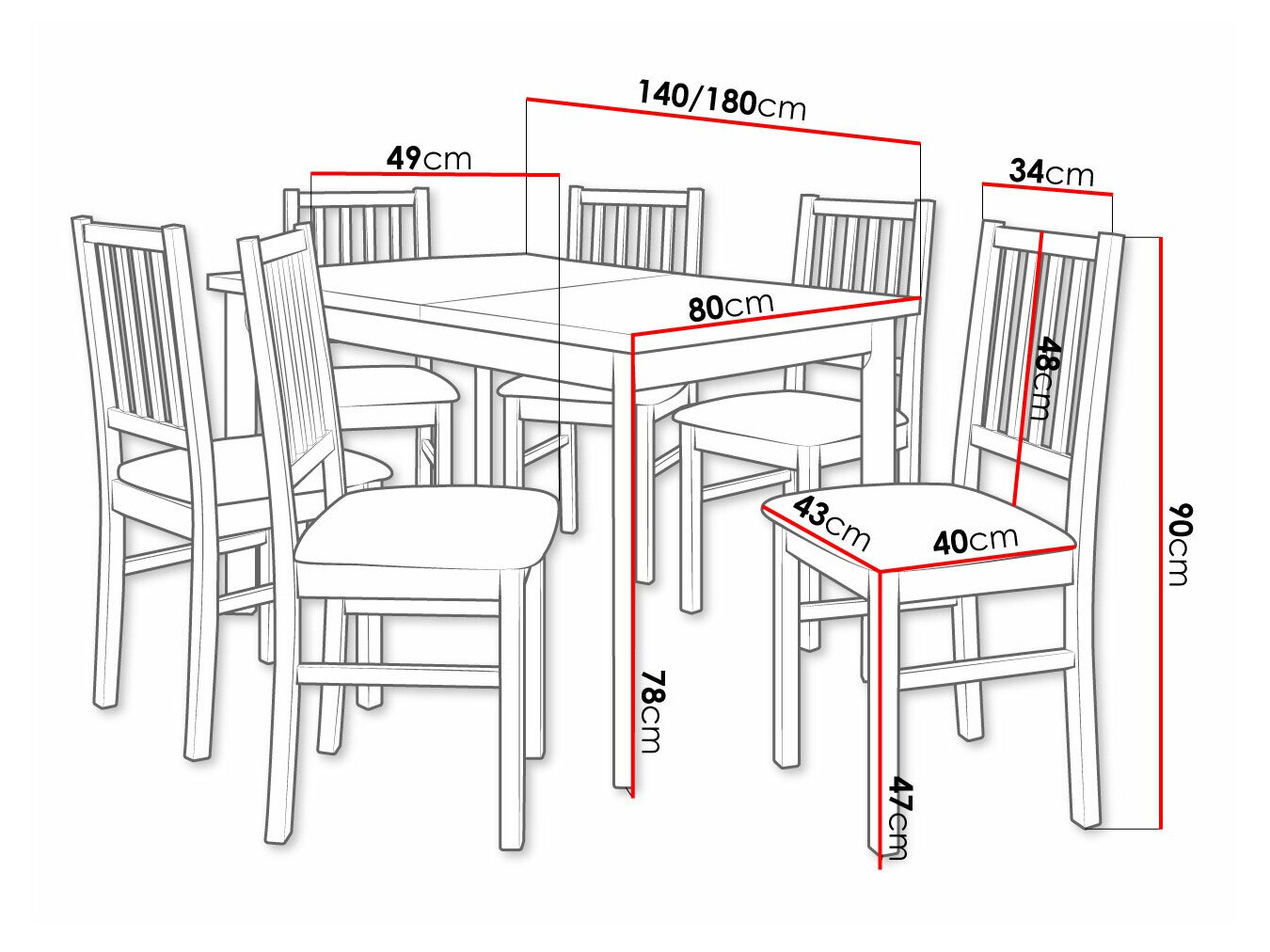 Spisestuesæt Victorville 264 (Hvid)