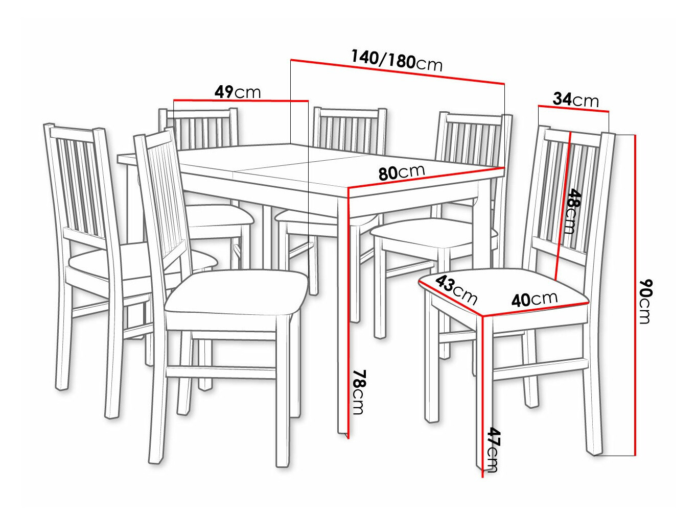 Spisestuesæt Victorville 264 (Nød)