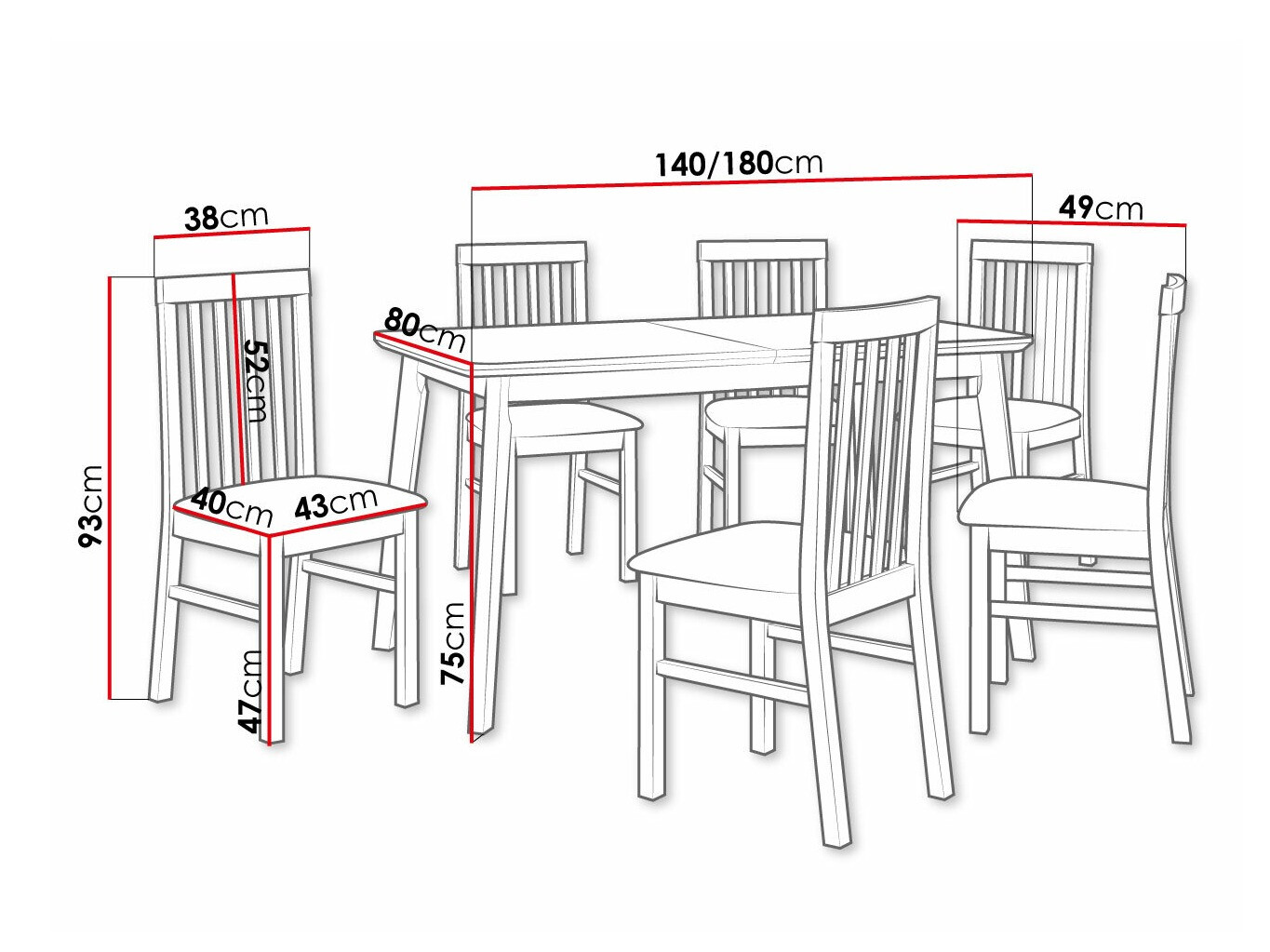 Spisestuesæt Victorville 267 (Hvid)