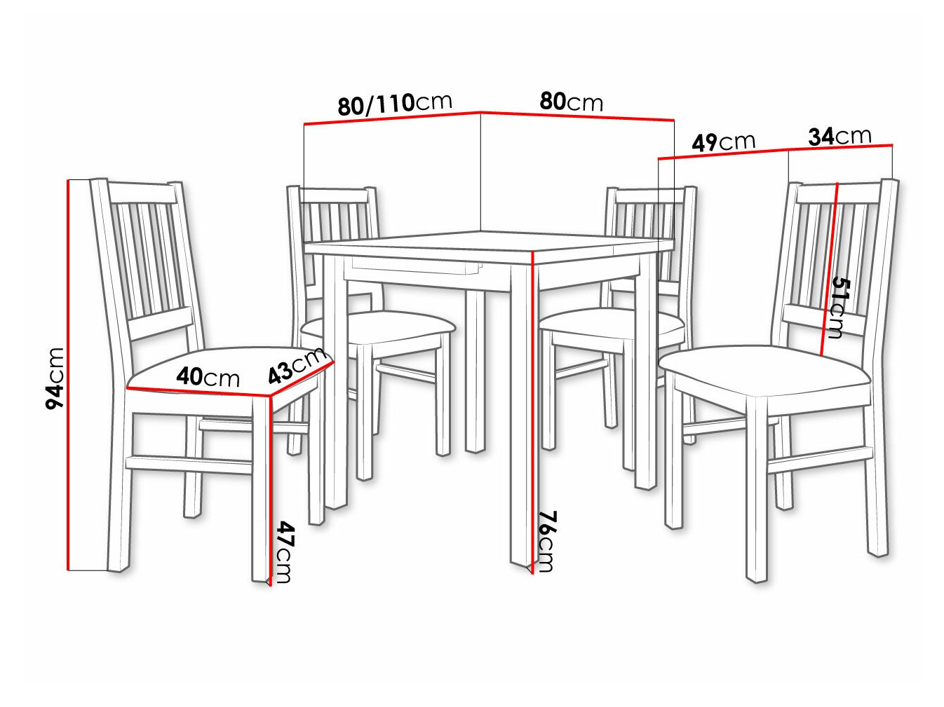 Spisestuesæt Victorville 275 (Hvid)
