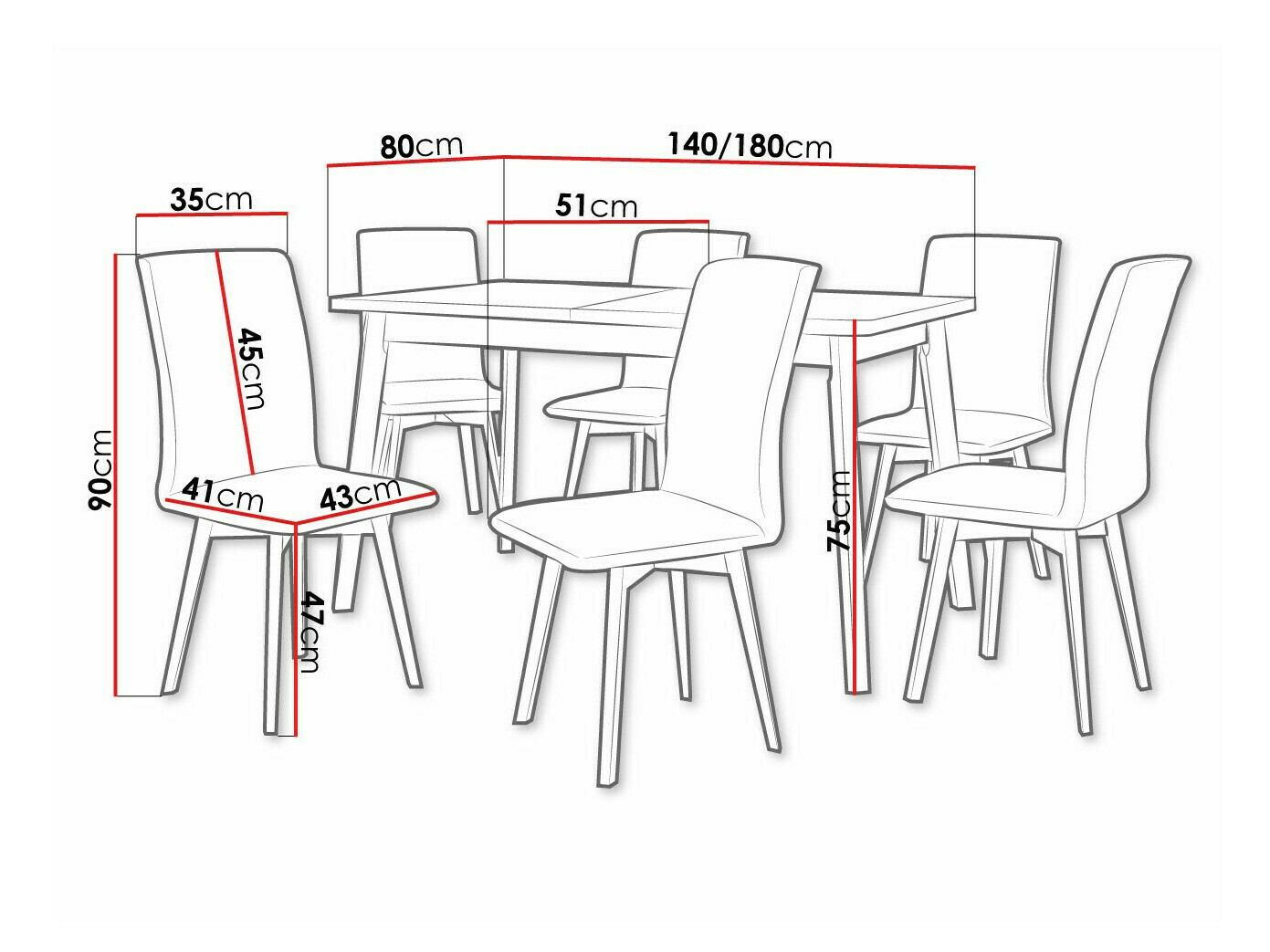 Spisestuesæt Victorville 326 (Sort)