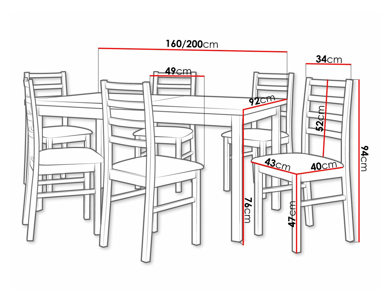 Spisestuesæt Victorville 307 (Sonoma eg)