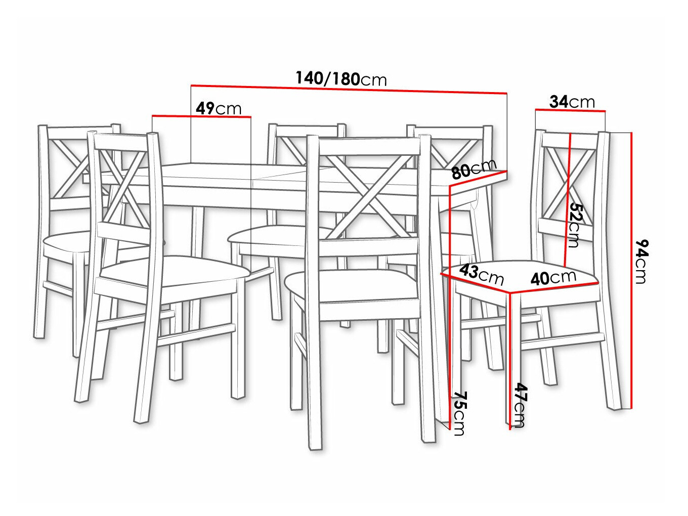 Spisestuesæt Victorville 316 (Sort)
