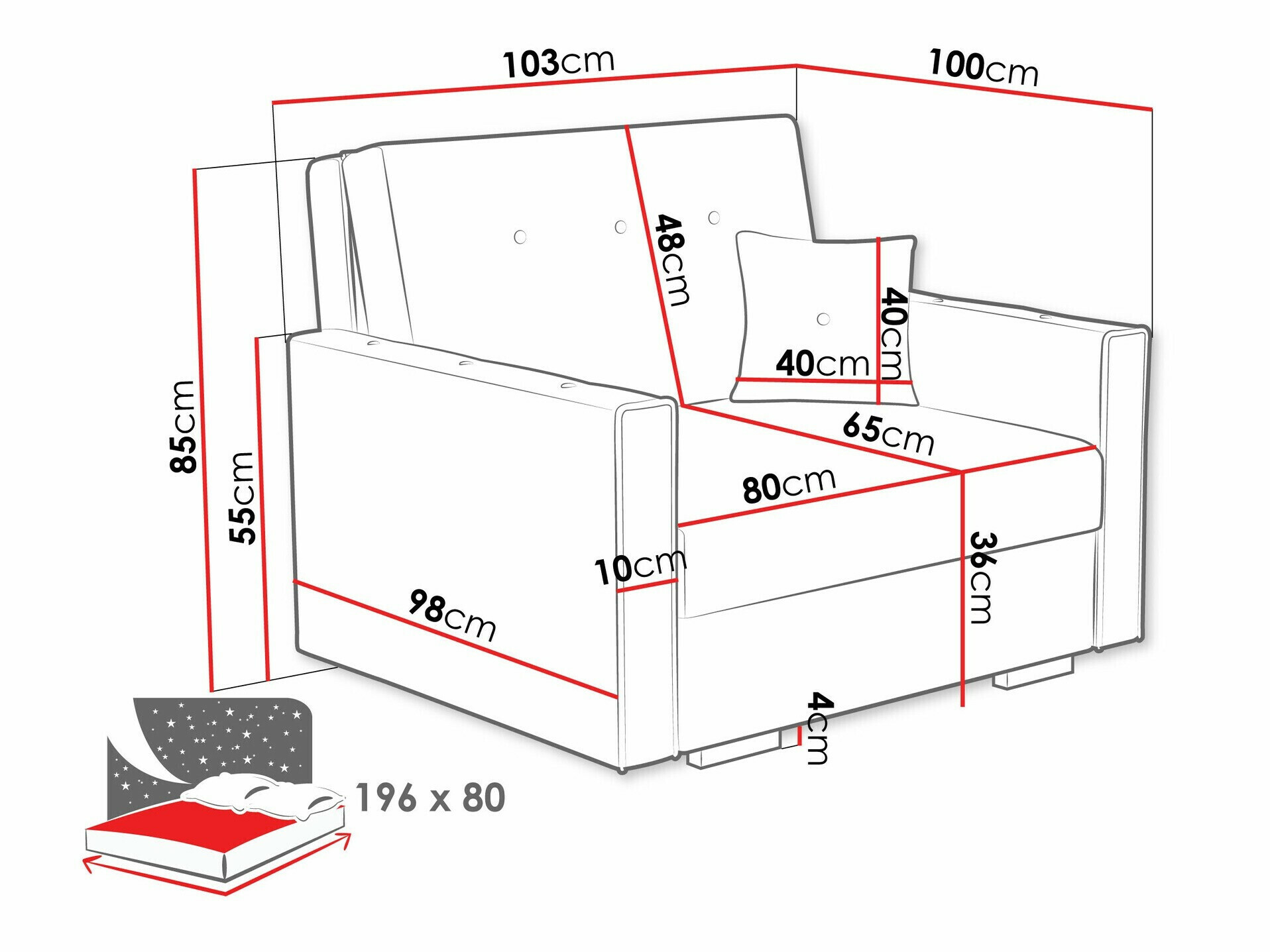 Lænestol Caelrin I (Coral 75)