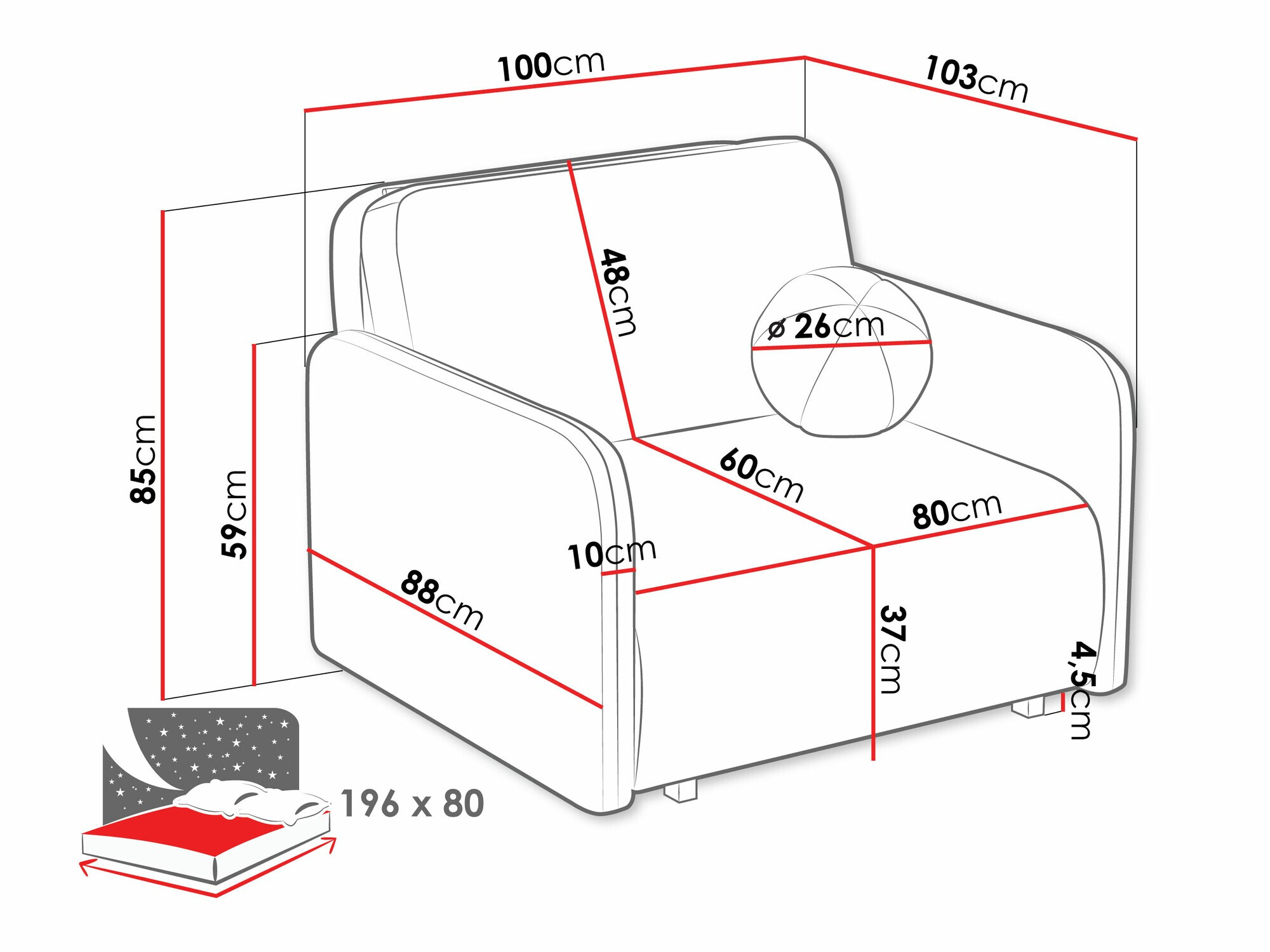 Lænestol Columbus 240 (Coral 75)