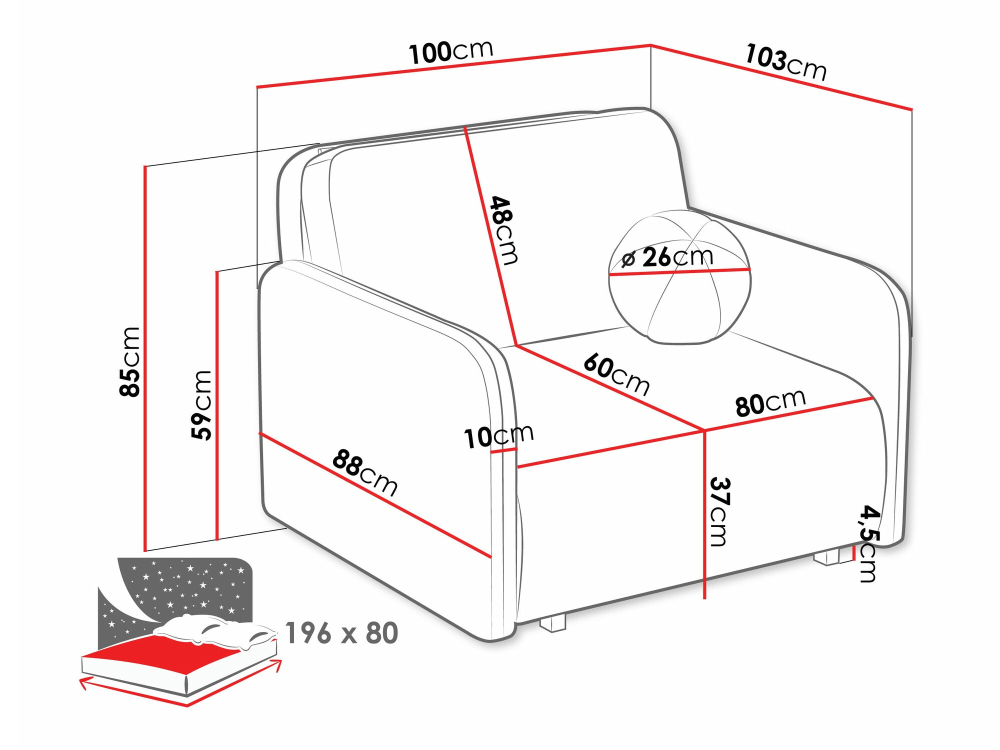 Lænestol Poetal I (Coral 65)