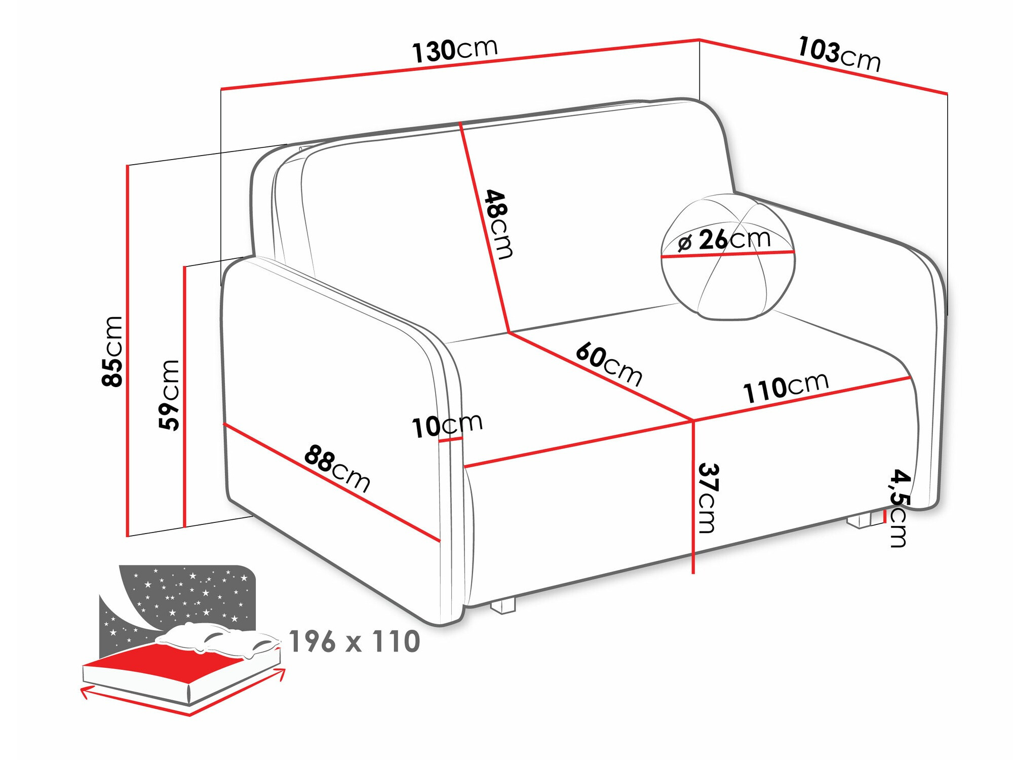Sovesofa Poetal II (Coral 45)