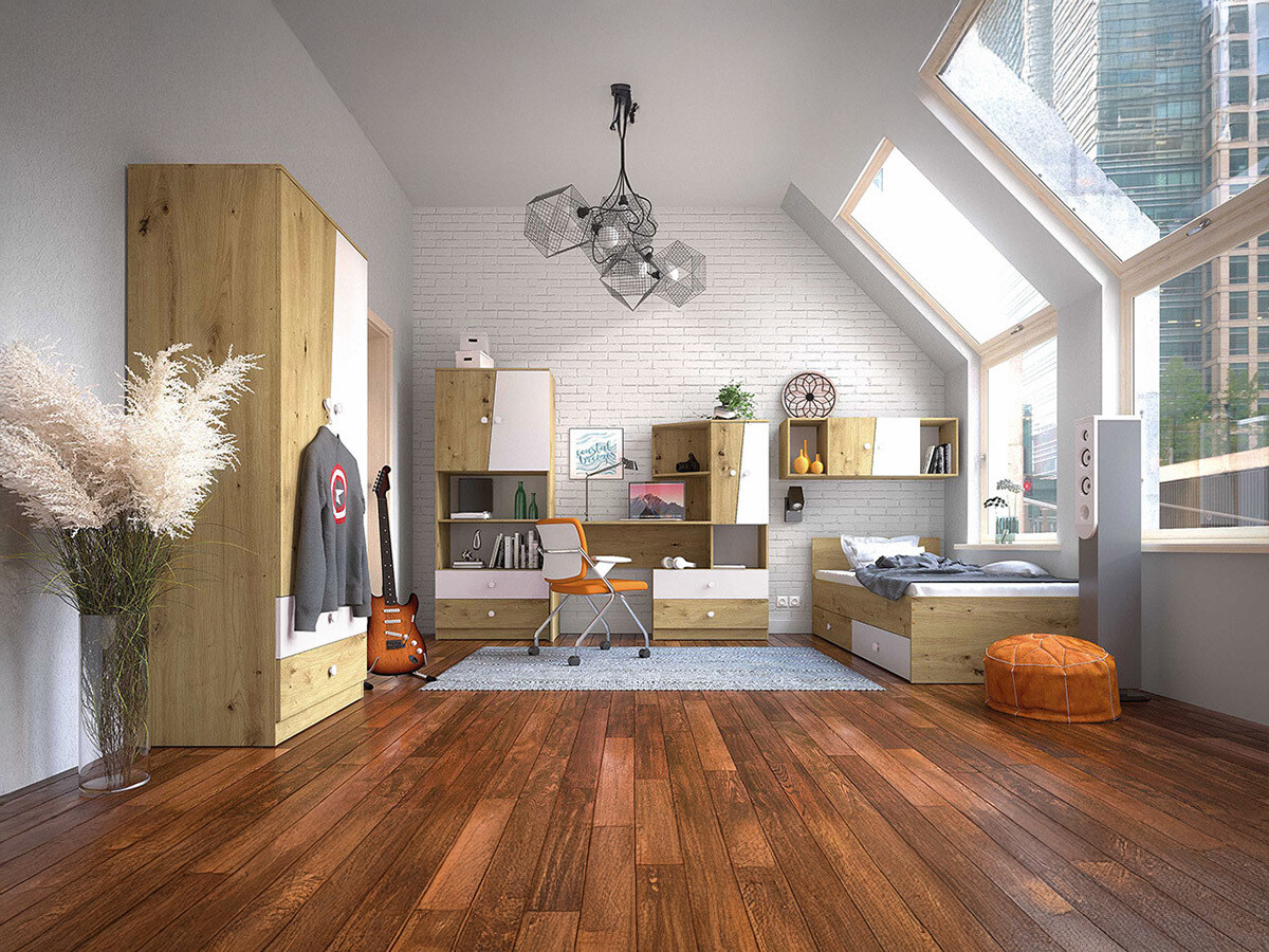 Møbelsæt Almira 114 (Artisan eg + Hvid)